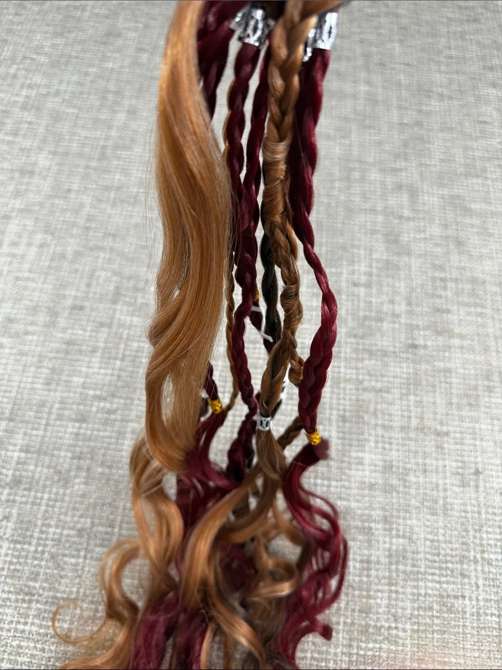Boho Braided Clip-In Hair Extensions - Burgundy & Light Brown